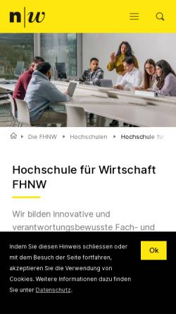 Vorschau der mobilen Webseite www.fhnw.ch, Fachhochschule Nordwestschweiz FHNW