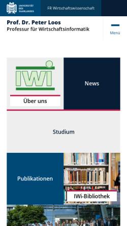 Vorschau der mobilen Webseite www.uni-saarland.de, Institut für Wirtschaftsinformatik (IWi) der Universität des Saarlandes