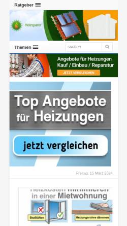 Vorschau der mobilen Webseite www.heizsparer.de, Heizsparer