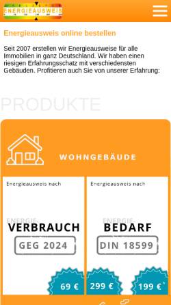 Vorschau der mobilen Webseite www.energieausweis-vorschau.de, Dipl.-Ing. f. Energietechnik Volker Klinkert