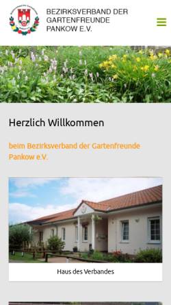 Vorschau der mobilen Webseite www.gartenfreunde-pankow.de, Bezirksverband der Gartenfreunde Pankow e.V.