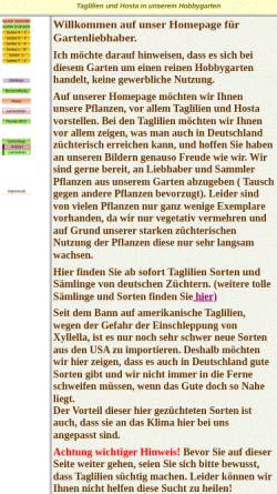 Vorschau der mobilen Webseite www.taglilien-hosta.de, Taglilien - Hosta