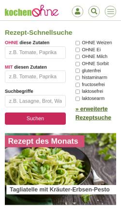 Vorschau der mobilen Webseite www.kochenohne.de, KochenOhne