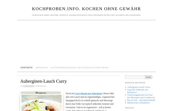 Kochproben.info. Kochen ohne Gewähr