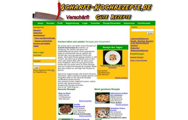 Vorschau von scharfe-kochrezepte.de, Scharfe-Kochrezepte.de