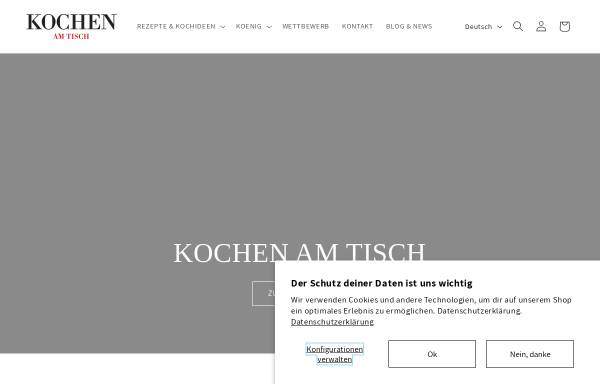 Vorschau von www.kochenamtisch.ch, Kochen am Tisch - Rezepte, Informationen zu Fondue, Raclette, Tischgrill, Fondue Chinoise