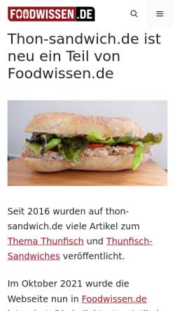 Vorschau der mobilen Webseite thon-sandwich.de, Thunfischsandwich Rezepte