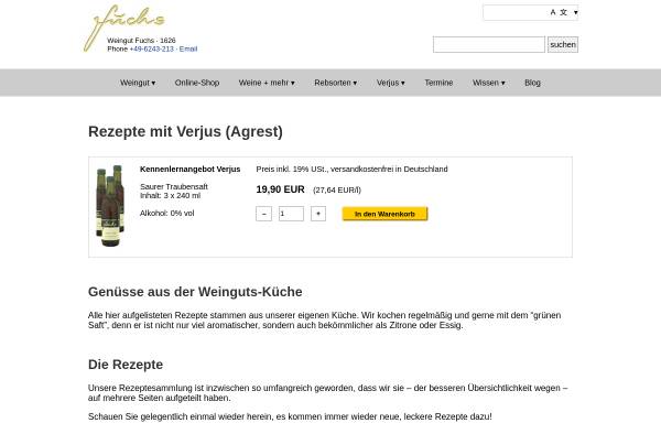 Vorschau von www.weingut-fuchs.de, Rezepte zum Kochen mit Verjus