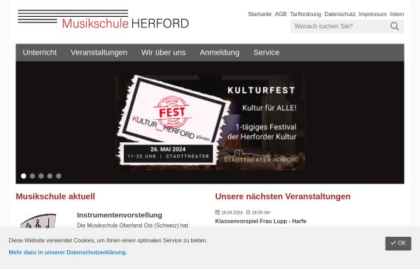 Vorschau von www.musikschule.herford.de, Musikschule der Stadt Herford