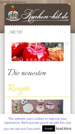 Vorschau der mobilen Webseite www.kuchen-hit.de, Kuchen Hit