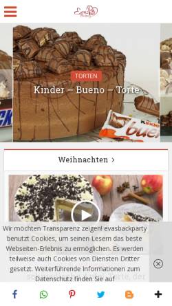 Vorschau der mobilen Webseite evasbackparty.de, Evas Backparty - Backen aus Leidenschaft!