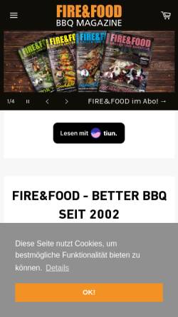 Vorschau der mobilen Webseite www.fire-food.com, Fire & Food