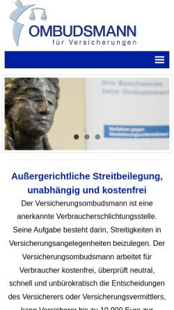 Vorschau der mobilen Webseite www.versicherungsombudsmann.de, Versicherungsombudsmann e. V.