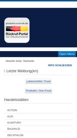 Vorschau der mobilen Webseite www.produktrueckrufe.de, Produktrueckrufe.de
