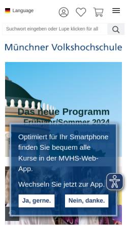 Vorschau der mobilen Webseite www.mvhs.de, Münchner Volkshochschule MVHS