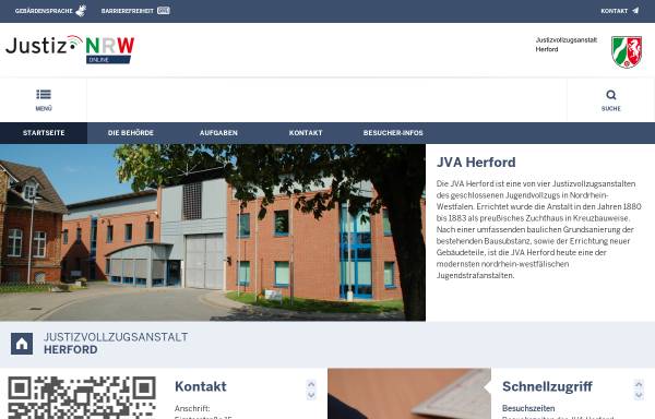 Vorschau von www.jva-herford.nrw.de, Justizvollzugsanstalt Herford