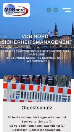 Vorschau der mobilen Webseite sicherheitsdienst-security-wachdienst.de, VDB Nord Sicherheitsmanagement