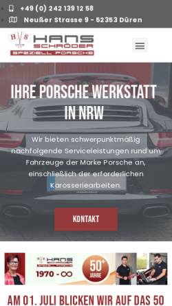 Vorschau der mobilen Webseite porschroeder.de, Hans Schröder Sportwagenservice