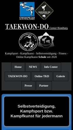 Vorschau der mobilen Webseite www.taekwondo-homburg.eu, TAEKWON-DO Center Homburg Saar