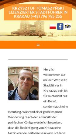 Vorschau der mobilen Webseite stadtfuehrungenkrakau.de, Stadtführer in Krakau, Krzysztof Tomaszynski