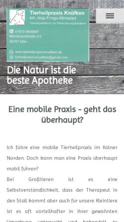 Vorschau der mobilen Webseite www.tierheilpraxis-knuefken.de, Tierheilpraxis Knüfken