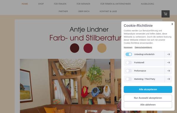 Vorschau von www.farbberatung-lindner.de, Farbberatung, Stilberatung, Ausbildung Antje Lindner
