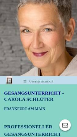 Vorschau der mobilen Webseite www.gesangsunterricht-mehr-klang-frankfurt.de, Gesangsunterricht Carola Schlüter
