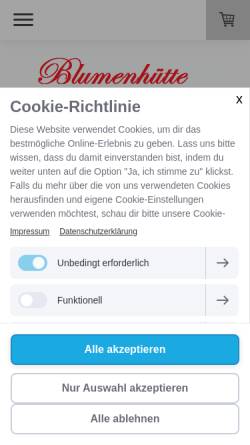 Vorschau der mobilen Webseite www.blumenhuette.net, Blumenhütte