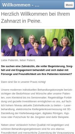 Vorschau der mobilen Webseite www.zahnaerztin-peine.de, Zahnarztpraxis Dr. Morich-Rademacher