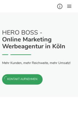 Vorschau der mobilen Webseite heroboss.de, HERO BOSS Werbeagentur & Shop