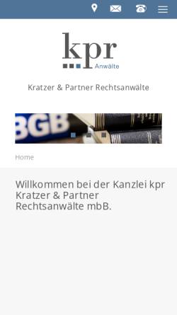 Vorschau der mobilen Webseite www.kpra.de, Kanzlei kpr Kratzer & Partner
