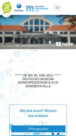 Vorschau der mobilen Webseite www.muenchner-wissenschaftstage.de, Wissenschaftstage