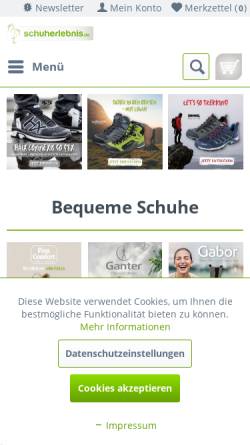 Vorschau der mobilen Webseite schuherlebnis.de, Schuherlebnis GmbH