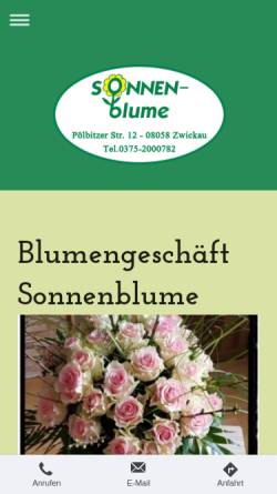 Vorschau der mobilen Webseite www.blumengeschaeft-sonnenblume.de, Blumengeschäft Sonnenblume