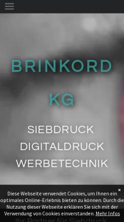 Vorschau der mobilen Webseite www.brinkord-siebdruck.de, Brinkord KG