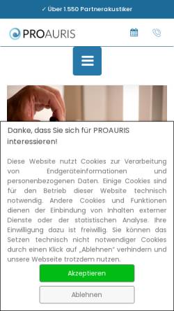 Vorschau der mobilen Webseite www.proauris.com, PROAURIS GmbH