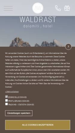 Vorschau der mobilen Webseite www.hotel-waldrast.com, Hotel Waldrast in Seis