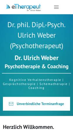 Vorschau der mobilen Webseite etherapeut.de, Dr. Ulrich Weber - Psychotherapie und Coaching