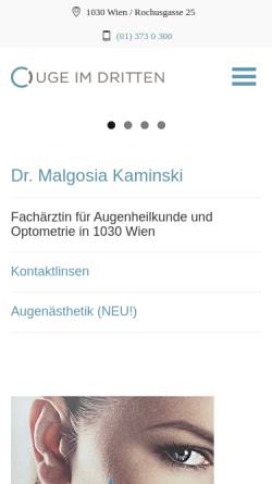 Vorschau der mobilen Webseite www.augeimdritten.at, Dr. Malgosia Kaminski - Auge im Dritten
