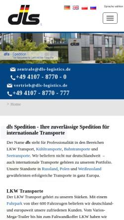 Vorschau der mobilen Webseite www.dls-logistics.de, dls Land und See Speditionsgesellschaft mbH