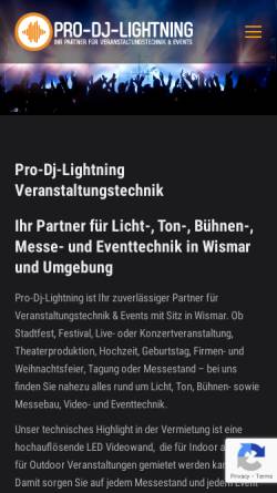 Vorschau der mobilen Webseite www.pro-dj-lightning.de, Pro-Dj-lightning Veranstaltungstechnik