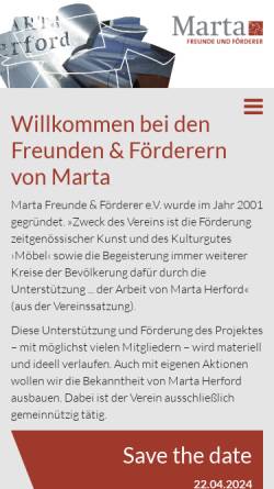 Vorschau der mobilen Webseite www.marta-freunde.de, MARTa Freunde und Förderer e.V.