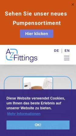 Vorschau der mobilen Webseite azfittings.com, AZ Fittings GmbH