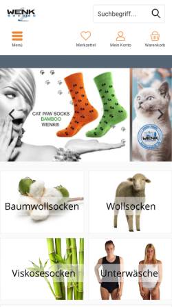 Vorschau der mobilen Webseite wenk-socken.ch, Bambussocken-Shop GmbH