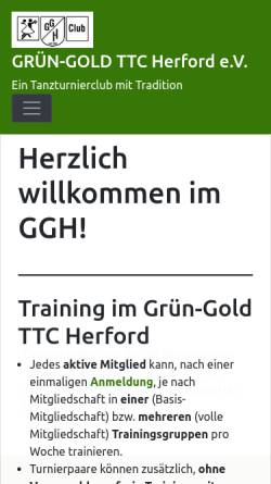 Vorschau der mobilen Webseite gg-herford.de, Grün-Gold TTC Herford