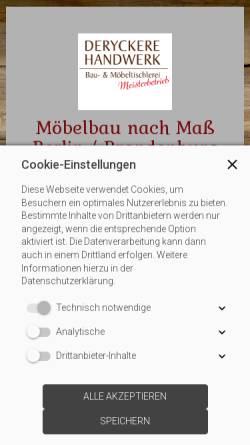 Vorschau der mobilen Webseite moebel-tischler-berlin.de, Tischlerei Deryckere-Handwerk GbR