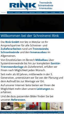 Vorschau der mobilen Webseite www.trennwand-rink.de, Rink GmbH