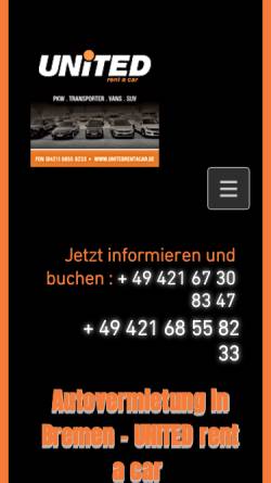Vorschau der mobilen Webseite www.unitedrentacar.de, UNITED rent a car GmbH