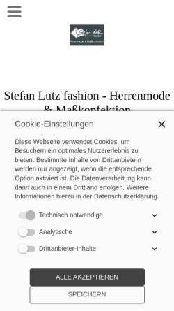 Vorschau der mobilen Webseite stefanlutz-fashion.de, Stefan Lutz fashion - Herrenmode & Maßkonfektion