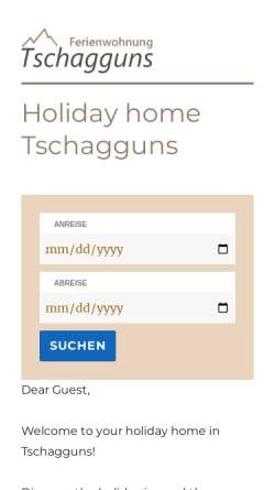 Vorschau der mobilen Webseite www.ferienwohnungtschagguns.at, Ferienwohnung Tschagguns